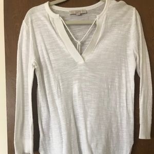 White V-neck sweater